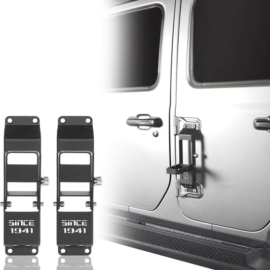 Hooke Road Door Hinge Step Foot Pedal w/1941 Sign Compatible with Jeep Gladiator JT/JL Wrangler 2018-2025 (Pack of 2)
