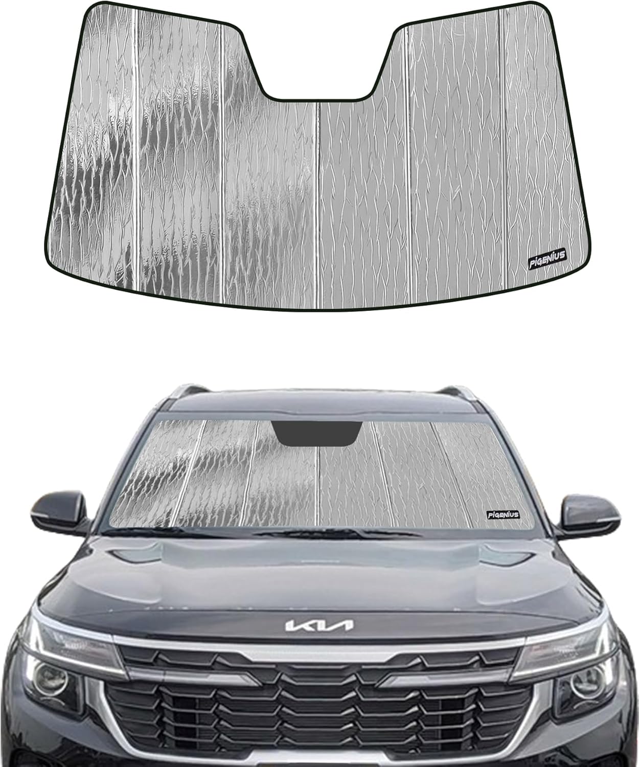 Pigenius Windshield Sun Shade fit Kia Seltos (2020-2024), SUV Front Window Sunshade, Car Accessories for Sun Protection, AstraGuard(Premium)