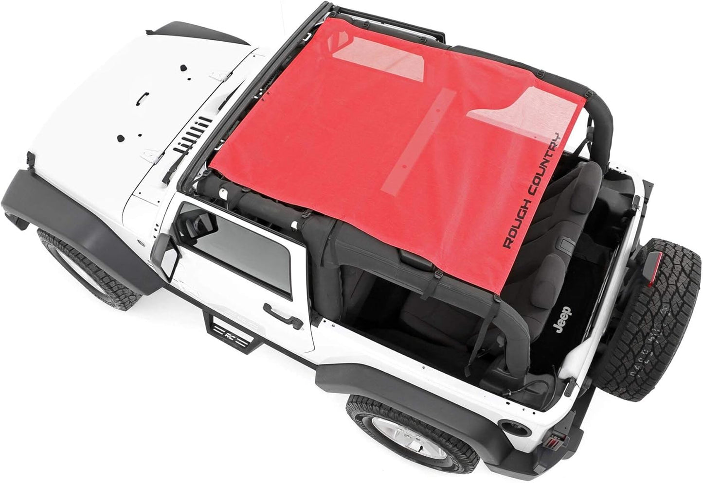 Rough Country Red Mesh Bikini Top Plus (fits) 2007-2018 Jeep Wrangler JK | 2DR | Full Roof Cover | 85109