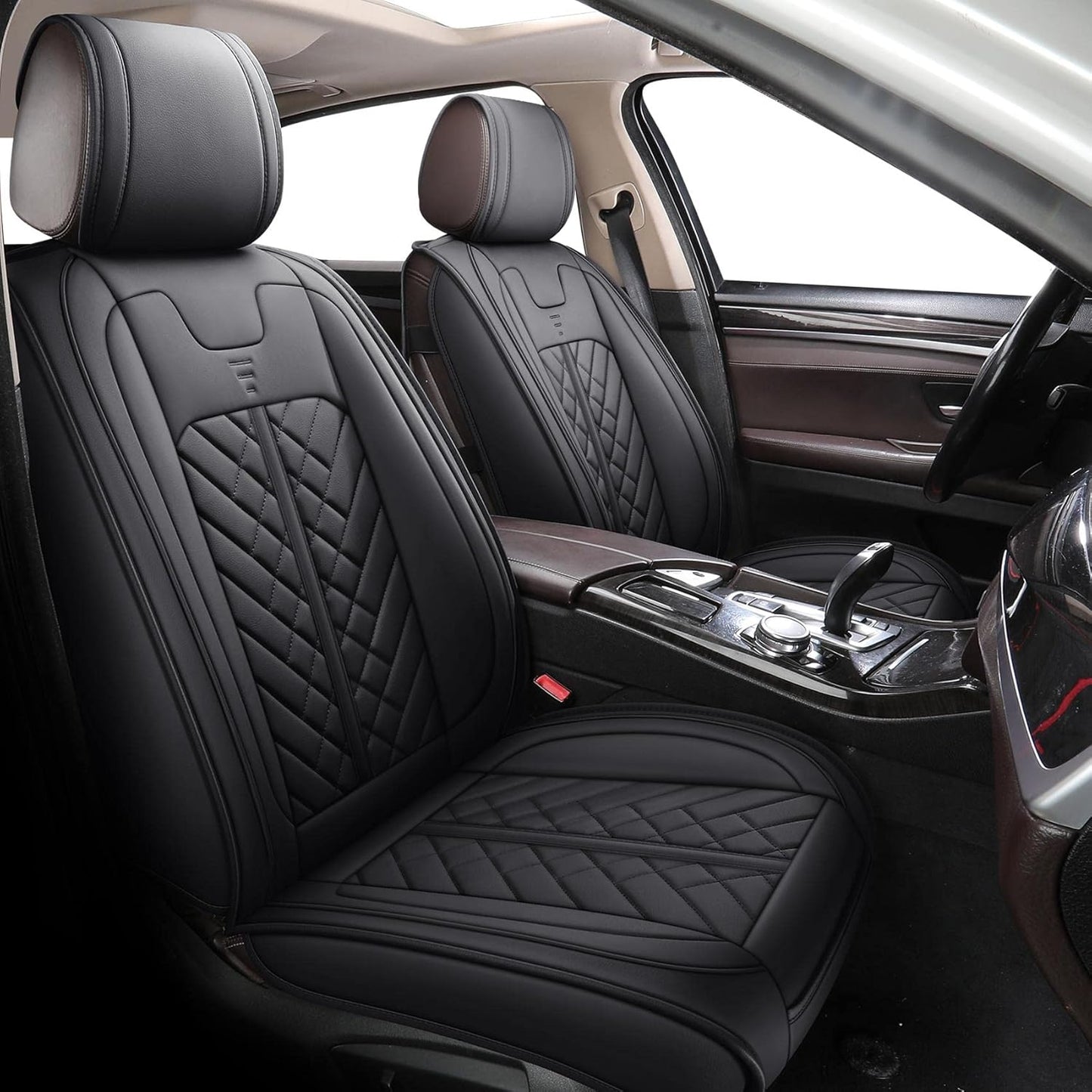 Tomatoman Front Seat Covers Compatible with Toyota Corolla Rav4 Camry 4runner Honda Civic Accord HRV CRV Nissan Altima Sentra Hyundai Tucson Accent Elantra(2PCS/Black)