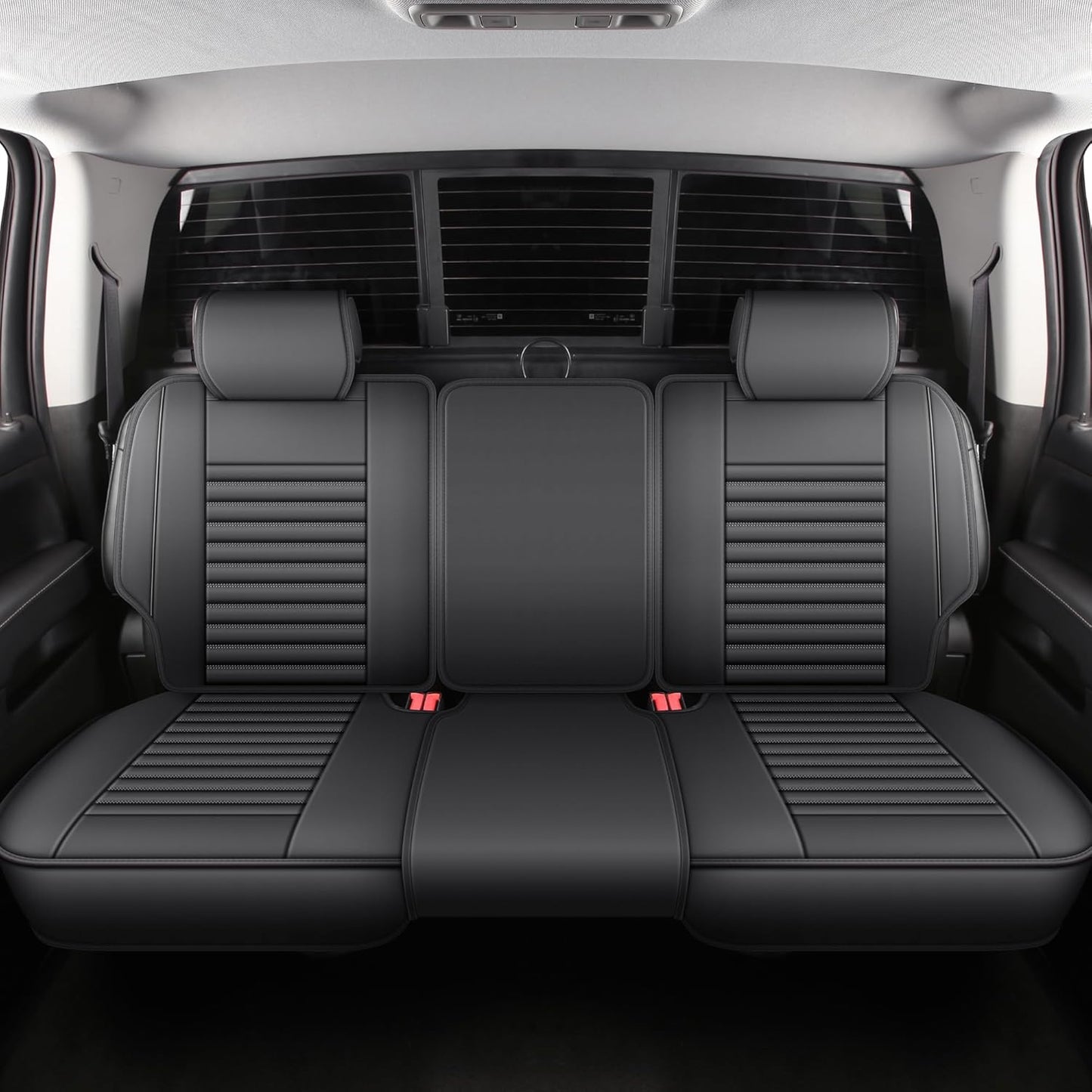 JOJOBAY Chevy Silverado Seat Covers,GMC Sierra Seat Covers,Custom Fit 2007-2024 1500 2500HD 3500HD Crew Double Extended Regular Cab,LT LZT RST Trail Boss(Front Pair,Black Red)