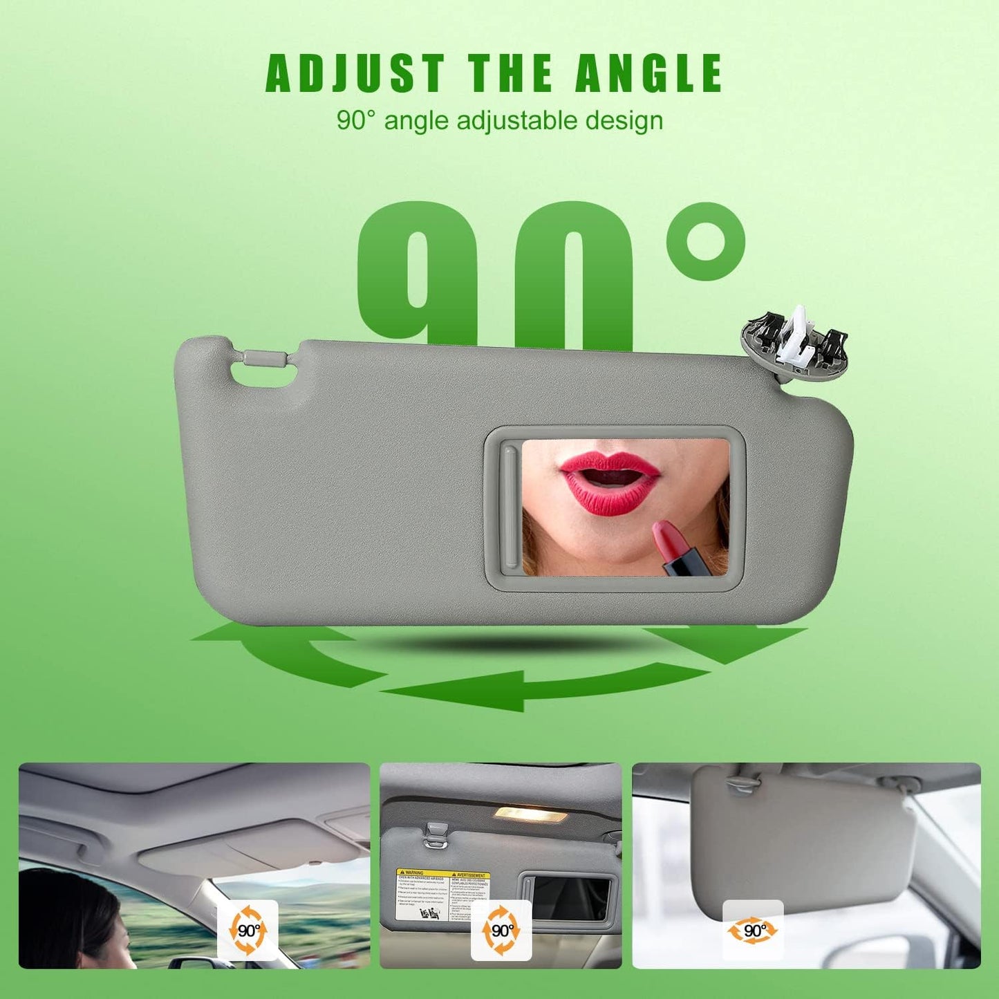 Right Passenger Side Sun Visor Fit for Toyota RAV4 2006-2013 with W/Vanity Light Relace# 74320-42501-B2 74320-42500-B0 74320-42500-B3 74320-42501-B3