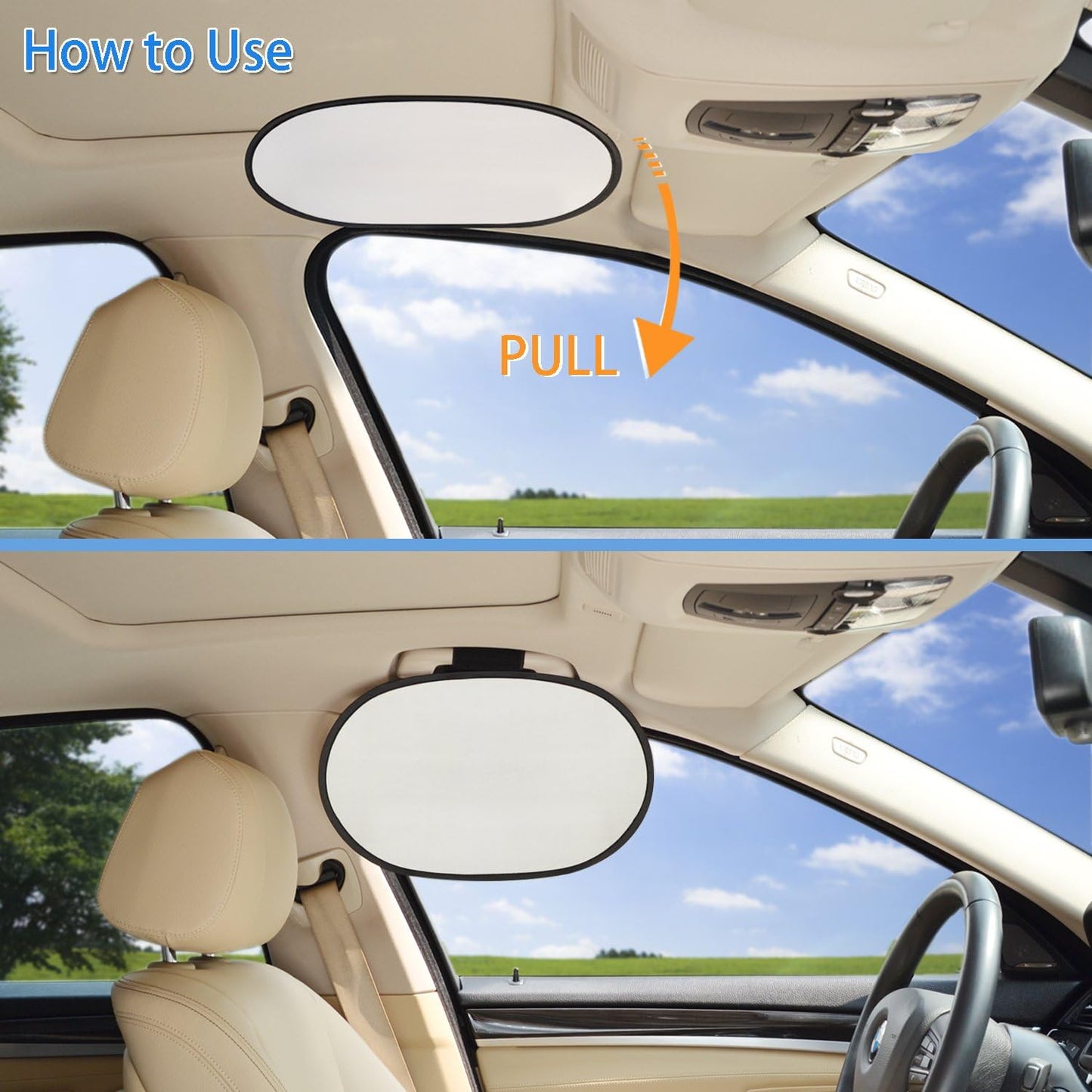 TFY Car Window Sunahde Car Interior Roof Handle Mounted Sun Blocker & Sunshade - Silver