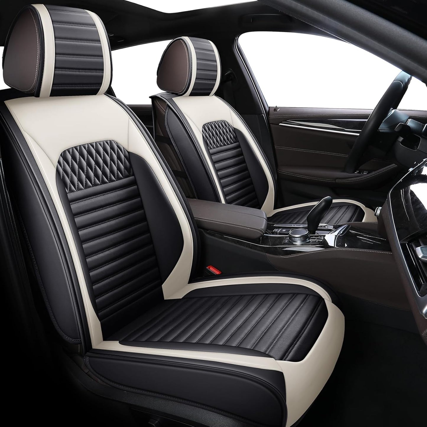 Tomatoman Front Seat Covers Compatible with Toyota Corolla Rav4 Camry 4runner Honda Civic Accord HRV CRV Nissan Altima Sentra Hyundai Tucson Accent Elantra(2PCS/Black)