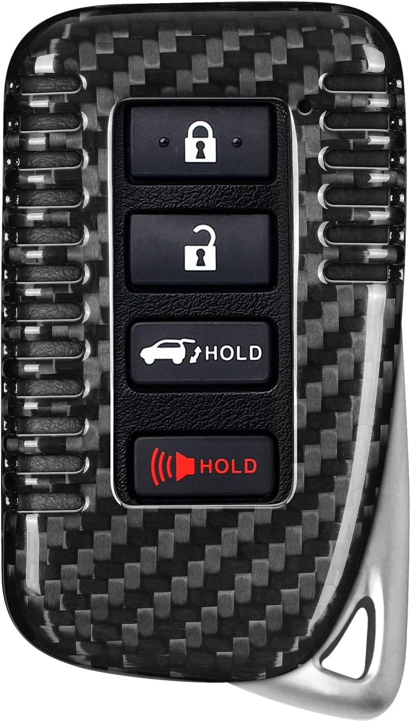 Real Carbon Fiber Key Fob Cover for Lexus, T-Carbon Key Fob Protector Fits for Lexus GS NX RX GX RC ES LS UX LC 2013-2017 Remote Key Case with Cut-line (Black)