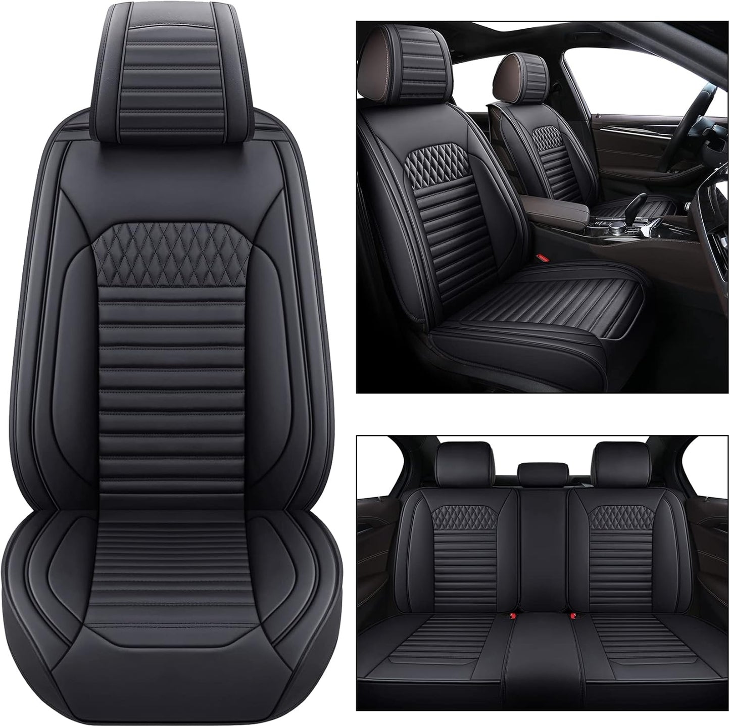 Tomatoman Front Seat Covers Compatible with Toyota Corolla Rav4 Camry 4runner Honda Civic Accord HRV CRV Nissan Altima Sentra Hyundai Tucson Accent Elantra(2PCS/Black)