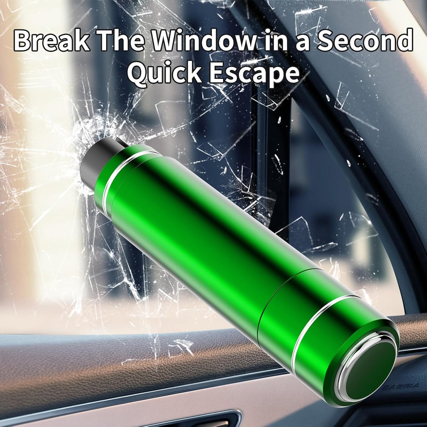 HHXS Car Glass Breaker and Seatbelt Cutter 4 Pack,Car Window Breaker Tool,Portable Car Safety Hammer Escape Hammer with Tempered Glass Sample Universal Safe Hammer Emergency Hammer for Car(Green)