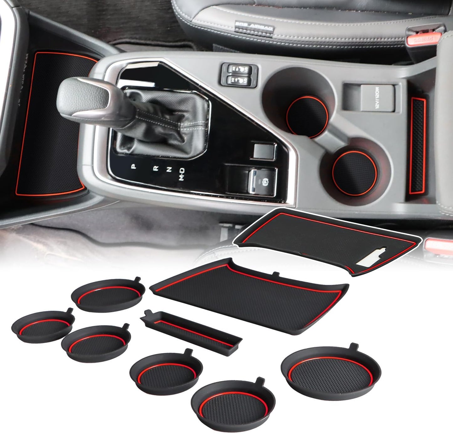 Auovo Cup Holder Inserts Liners Compatible with Subaru Crosstrek 2024 2025 Impreza Accessories Car Custom Center Console Door Pocket Mats Pads 19PCS (Gray Trim)
