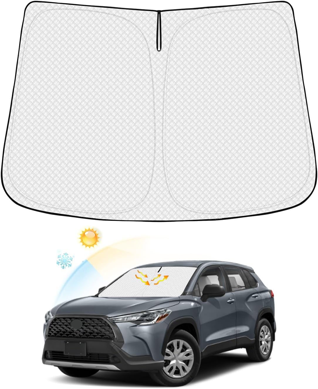 Canvcle Windshield Sun Shade for 2022-2024 2025 Kia Carnival Accessories Thicken 6-Layer Front Window Sunshade Cover Sun Visor Protector Foldable Block UV Rays Keep Vehicle Cool
