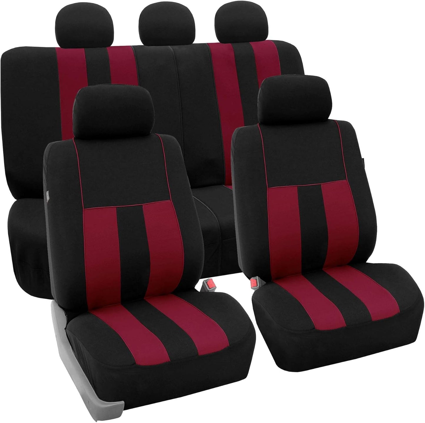 FH Group Car Seat Covers Full Set Cloth - Universal Fit, Automotive Seat Covers,Low Back Front Seat Covers,Airbag Compatible,Split Bench RearSeat,Washable Car SeatCover for SUV,Sedan,Van Black