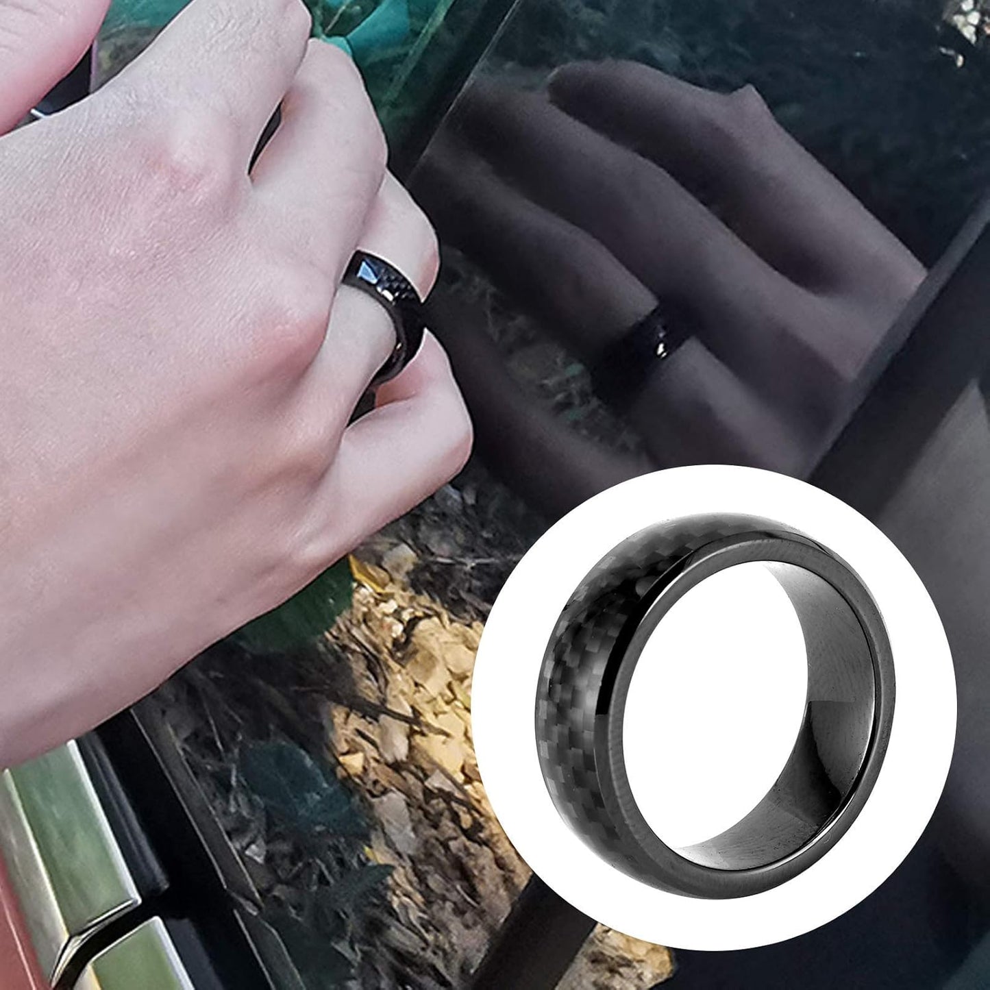 Car Smart Key, Carbon Fiber Keyless Entry Car Smart Finger Key Ring with Box Fit for Tesla Model 3 / X/S/Y All Year(12)