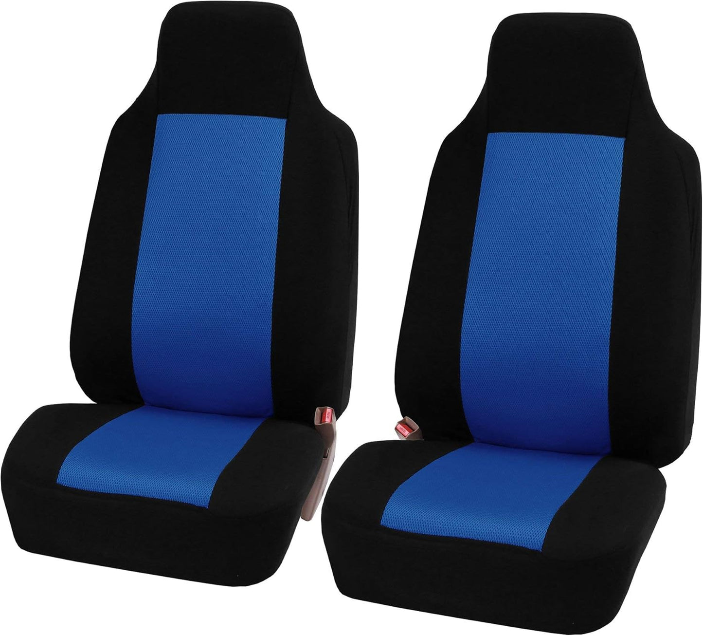 FH Group Fabric Fish Net Stitching Seat Covers W. 2 Rear Headrests and Solid Bench