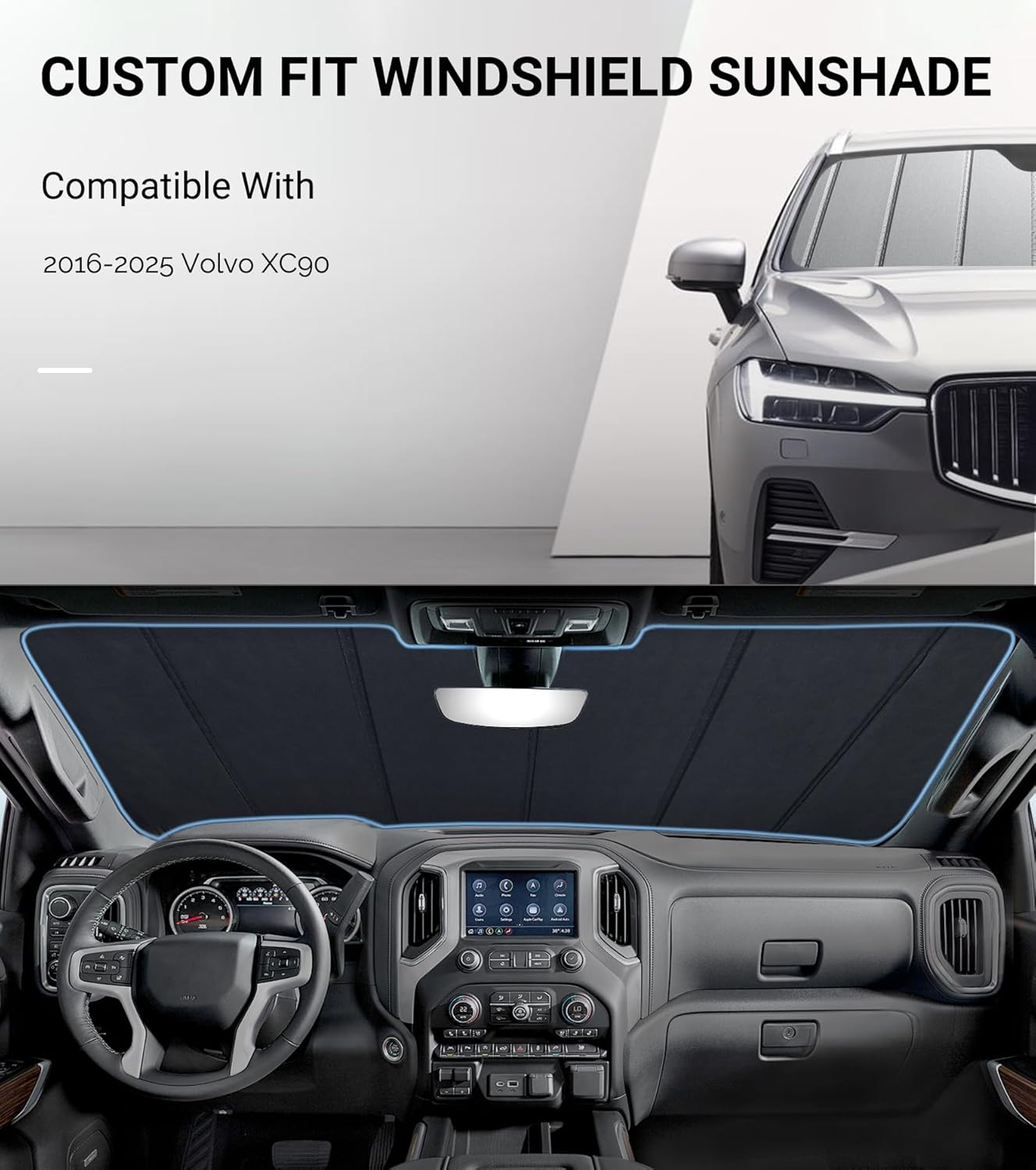 Pigenius Windshield Sunshade for 2016-2024 Volvo XC90 Custom Front Window Sun Shade - Safeguard