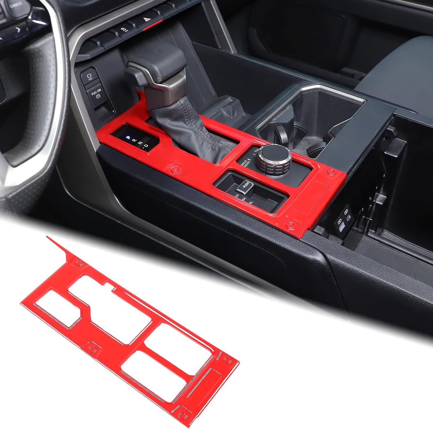 Aunginsy Central Control Gear Shift Panel Trim Cover Compatible with Toyota Tundra/Sequoia 2022-2024 Car Gear Shifter Console Anti-Scratch Panel Frame Protect Sticker with 4WD Accessories(Mech Style)