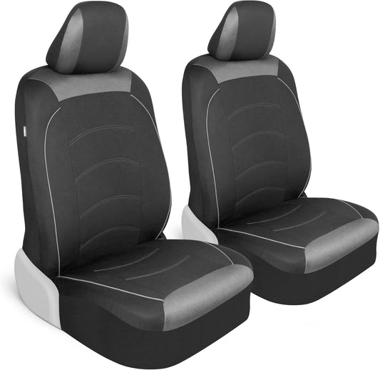 Motor Trend Black Cloth Car Seat Covers for Front Seats – Premium Automotive Bucket Seat Covers, Made for Vehicles with Removable Headrests, Interior Covers for Truck Van SUV, Black Stitched