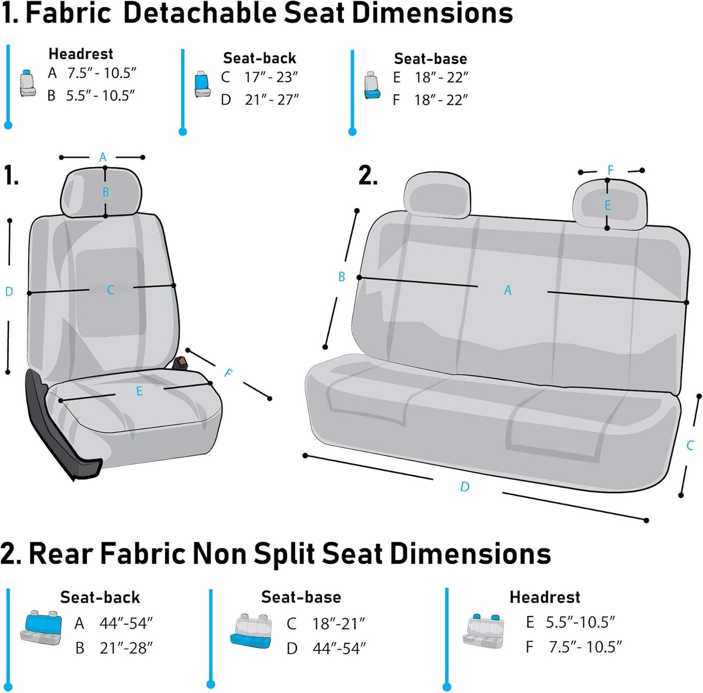FH-FB032114 Unique Flat Cloth Seat Cover w. 4 Detachable Headrests and Solid Bench Red/Black