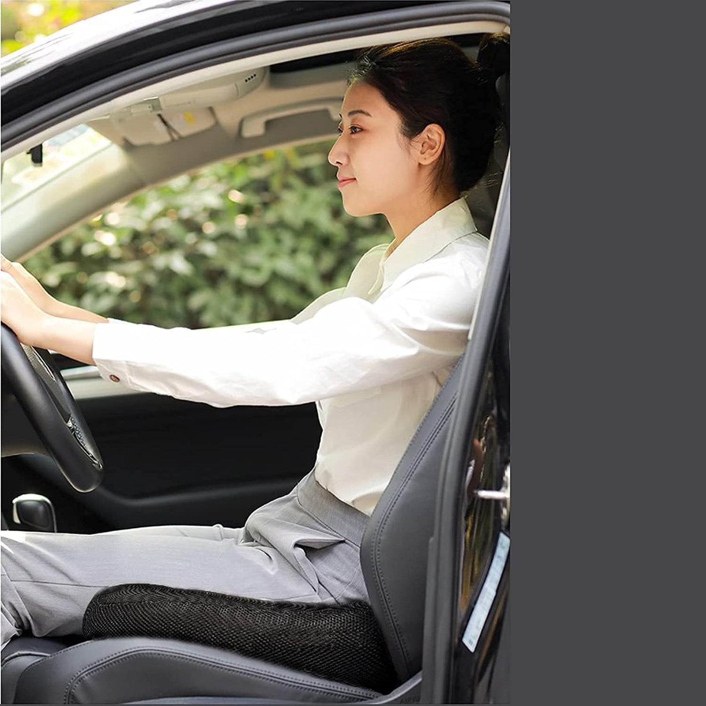 Professional Car Booster Cushion,Raise The Height for Short People Driving Hip (Tailbone) and Lower Fatigue Relief Suitable for Trucks, Cars, SUVs, Office Chairs, Wheelchairs, Etc(Black) (A)