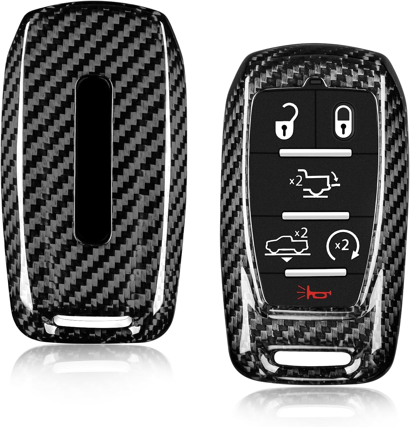 T-carbon Real Carbon Fiber Key Fob Cover Fits for Ram, Key Fob Protector fits for Ram 1500 2500 3500 Accessories for Power Wagon Tradesman Accessories Key Shell with Keychain 2019-2024, Black