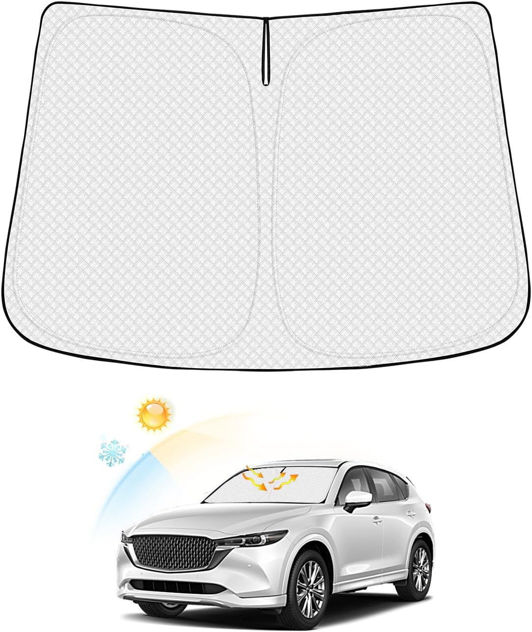 Canvcle Windshield Sun Shade for 2022-2024 2025 Kia Carnival Accessories Thicken 6-Layer Front Window Sunshade Cover Sun Visor Protector Foldable Block UV Rays Keep Vehicle Cool
