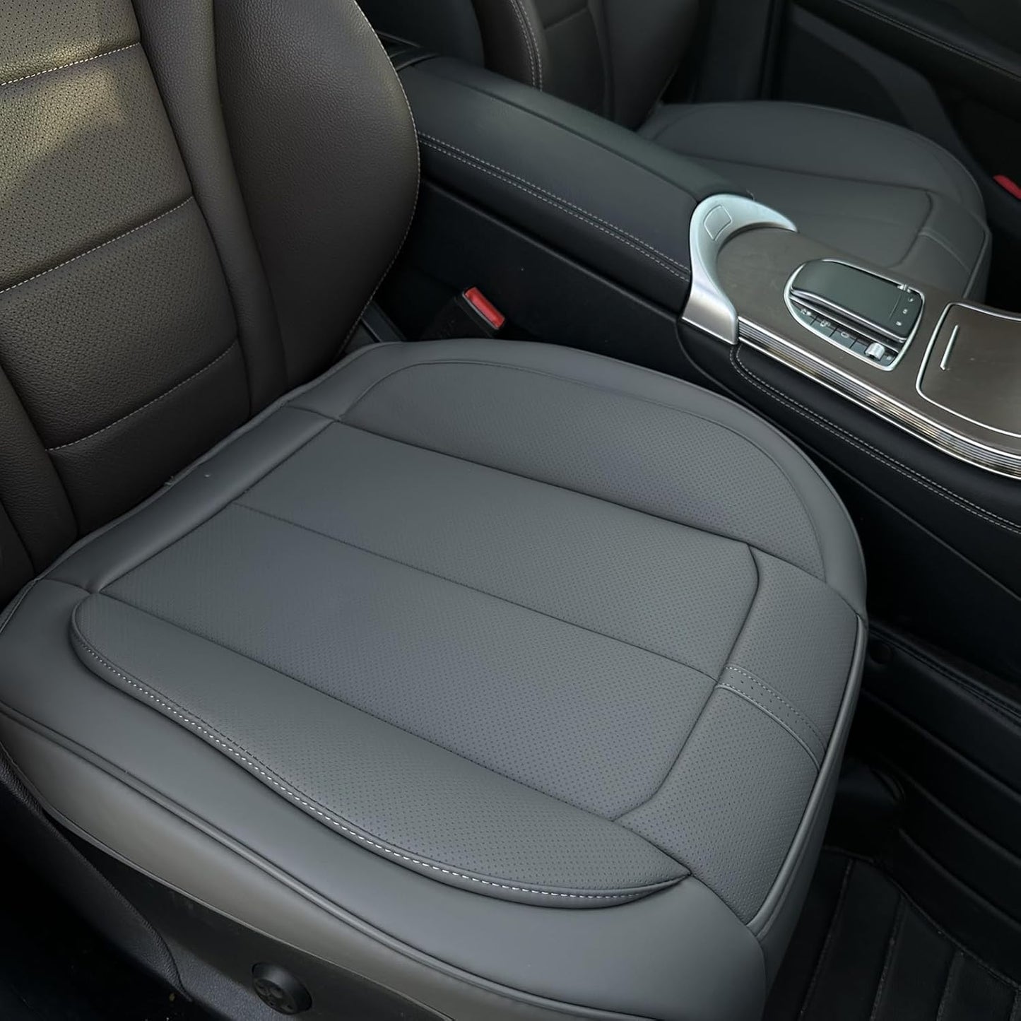 HOMOSTARRY 2 Pack Leather Front Car Seat Cover Bottom Only, Anti-Slip Padded Seat Cushion, Full Wrap Seat Protector with Storage Function Universal Fit for Most Cars, SUV, Pick-up Trucks (Red)