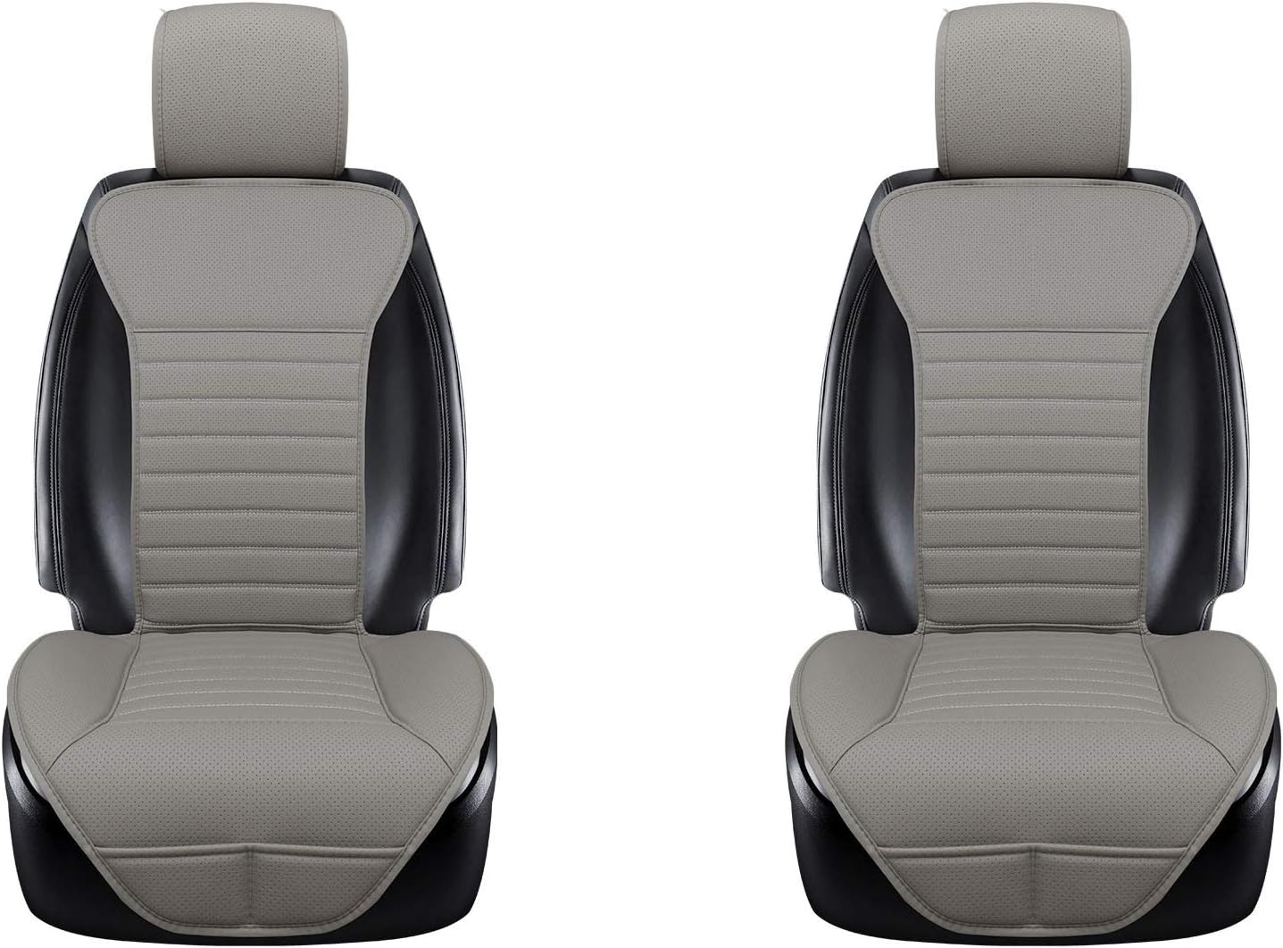 DINKANUR Breathable PU Leather Auto Universal Car Seat Covers Car Interior Driver and Passenger Seat Cover Car Seat Cushions for Cars (2 PCS) (Black-B)