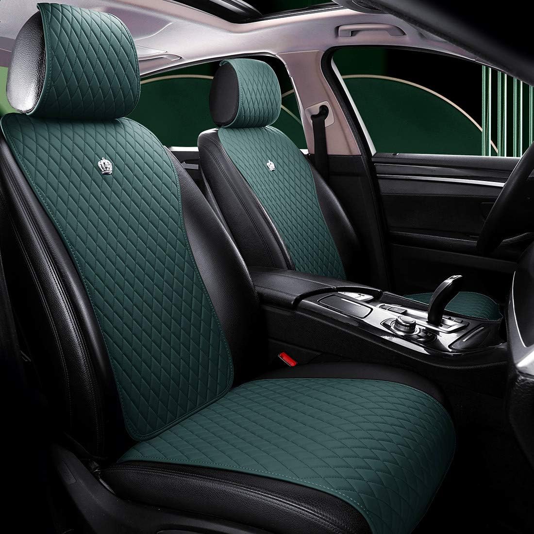 Red Rain Universal Seat Covers for Cars Leather Seat Cover with Crown Army Green Seat Covers 2/3 Covered 11PCS Fit Car/Auto/SUV (A-Army Green)