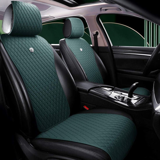 Red Rain Universal Seat Covers for Cars Leather Seat Cover with Crown Army Green Seat Covers 2/3 Covered 11PCS Fit Car/Auto/SUV (A-Army Green)