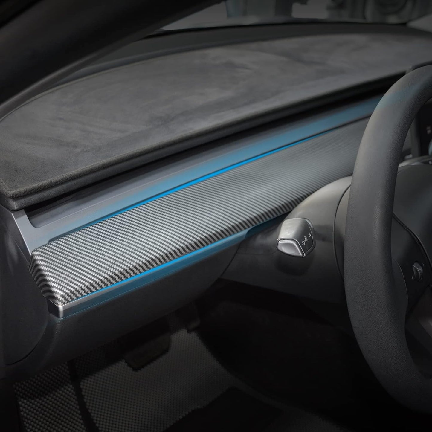 KKTR-CAR Dashboard Cover Wrap and Front Door Inner Armrest Panel Cover Trim Compatible with Tesla Model 3 2021-2023 Model y 2020-2025,NOT for Performance (Matte Carbon Fiber Pattern, 4pcs)