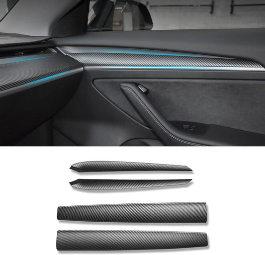 Carbon Fiber Model Dashboard Cover for Tesla Model Y 2020 2021 2022 2023, Car Center Console Panel Sticker Interior Accessories for Tesla Model 3 2020-2023 (Matte) - Not for 2024 2025 New Model