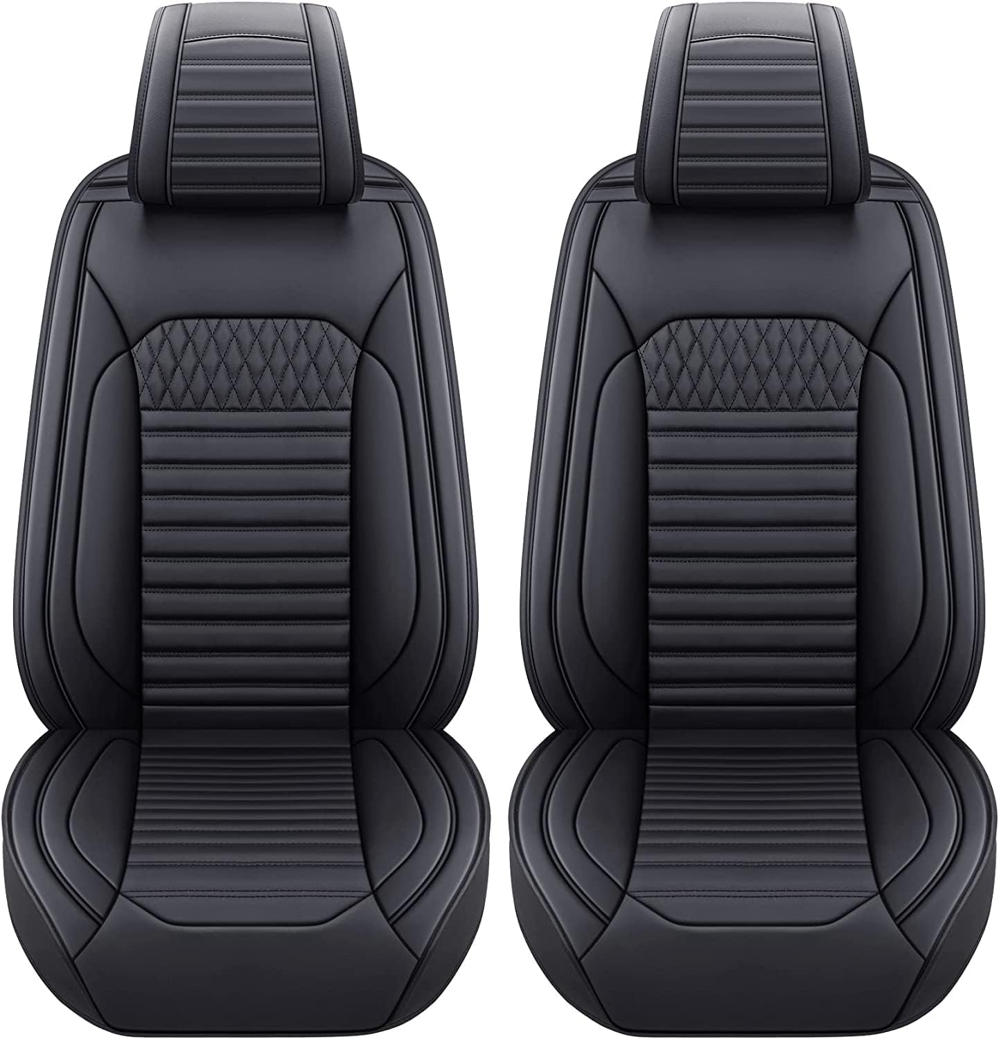 Tomatoman Front Seat Covers Compatible with Toyota Corolla Rav4 Camry 4runner Honda Civic Accord HRV CRV Nissan Altima Sentra Hyundai Tucson Accent Elantra(2PCS/Black)