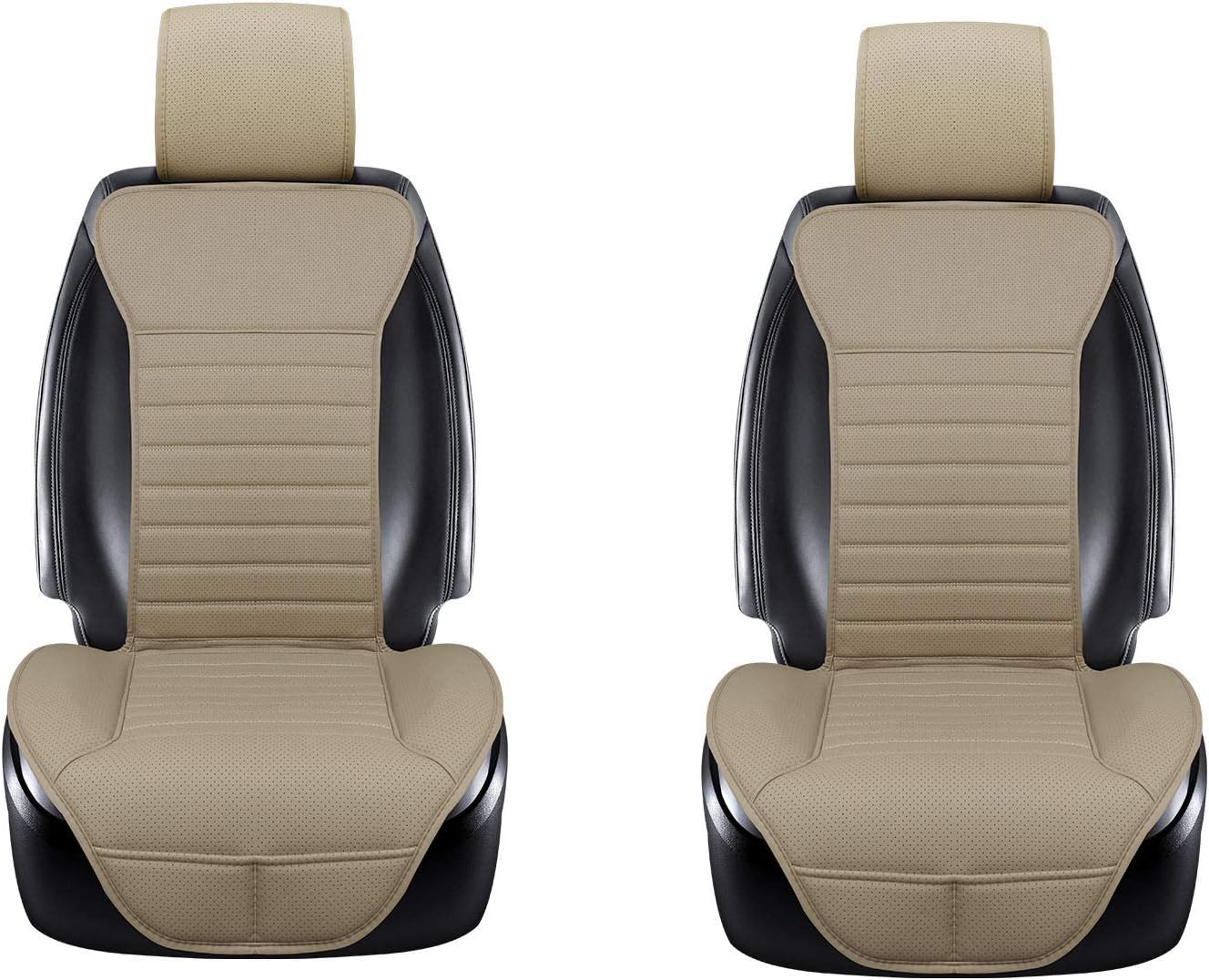 DINKANUR Breathable PU Leather Auto Universal Car Seat Covers Car Interior Driver and Passenger Seat Cover Car Seat Cushions for Cars (2 PCS) (Black-B)