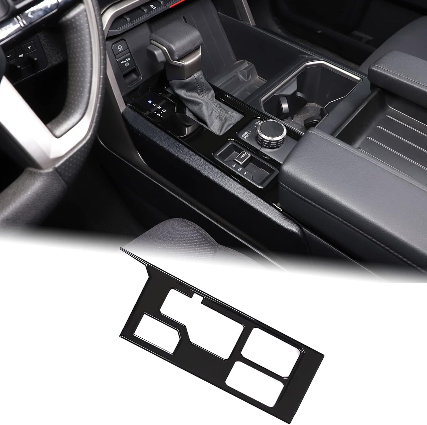 Aunginsy Central Control Gear Shift Panel Trim Cover Compatible with Toyota Tundra/Sequoia 2022-2024 Car Gear Shifter Console Anti-Scratch Panel Frame Protect Sticker with 4WD Accessories(Mech Style)