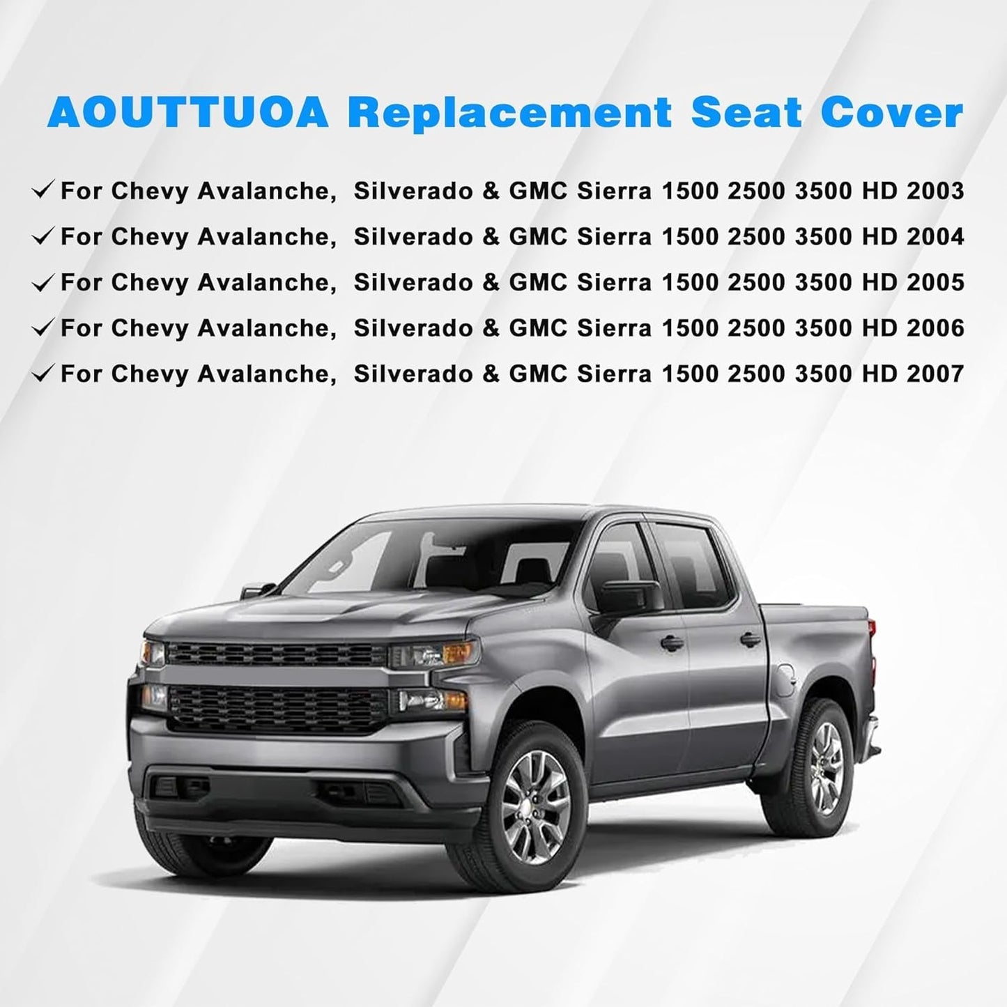 AOUTTUOA Front Driver and Passenger Bottom Microfiber Leather Seat Covers Tan #522 Compatible with Chevy Avalanche Silverado GMC Sierra 1500 2500 3500 HD 2003 2004 2005 2006