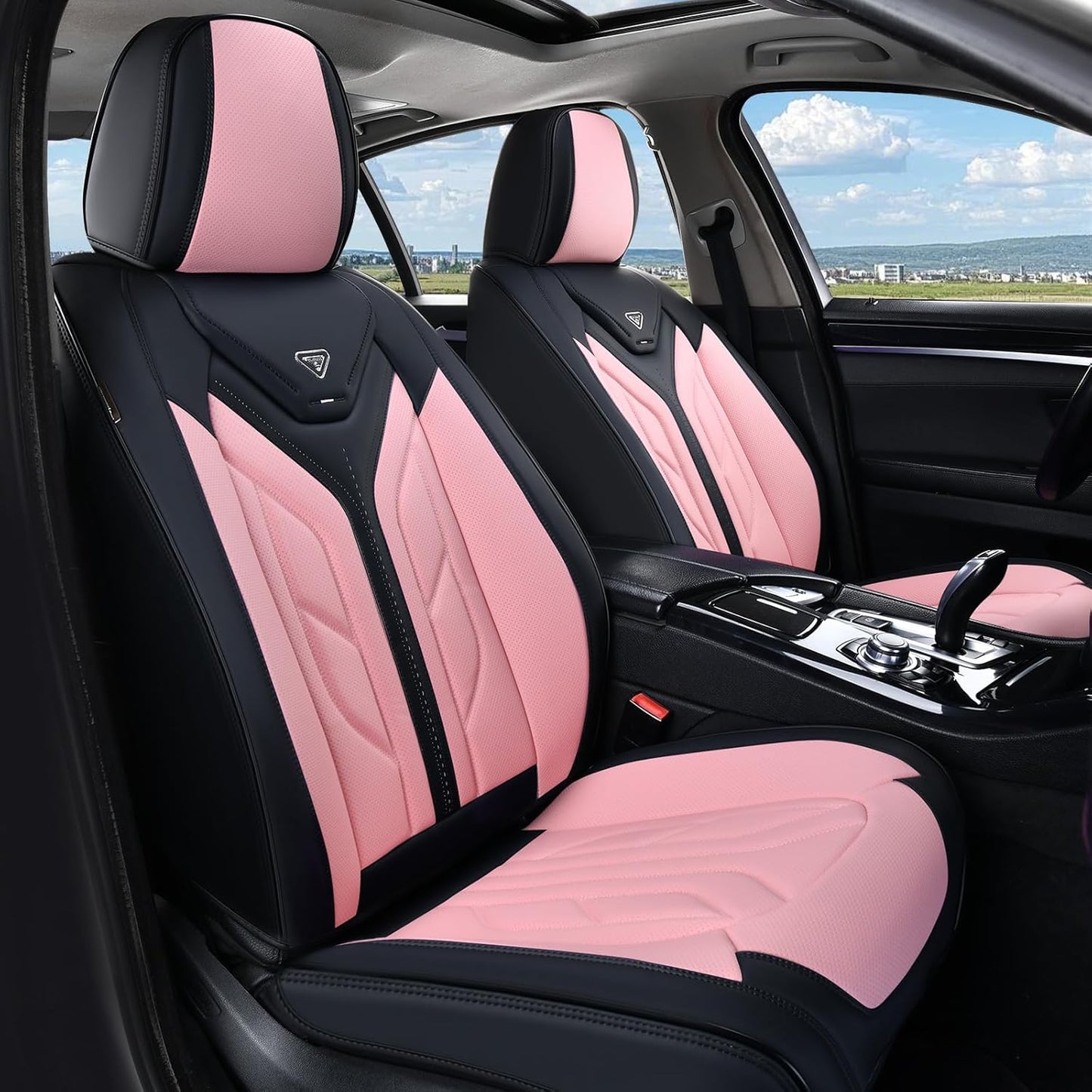 Coverado Car Seat Cover, Front Seat Cover, 2PCS Car Seat Protector, Seat Covers for Cars, Breathable Faux Leather Car Seat Cushion, Car Seat Protector, Red Car Seat Covers Winter Fit for Most Vehicles