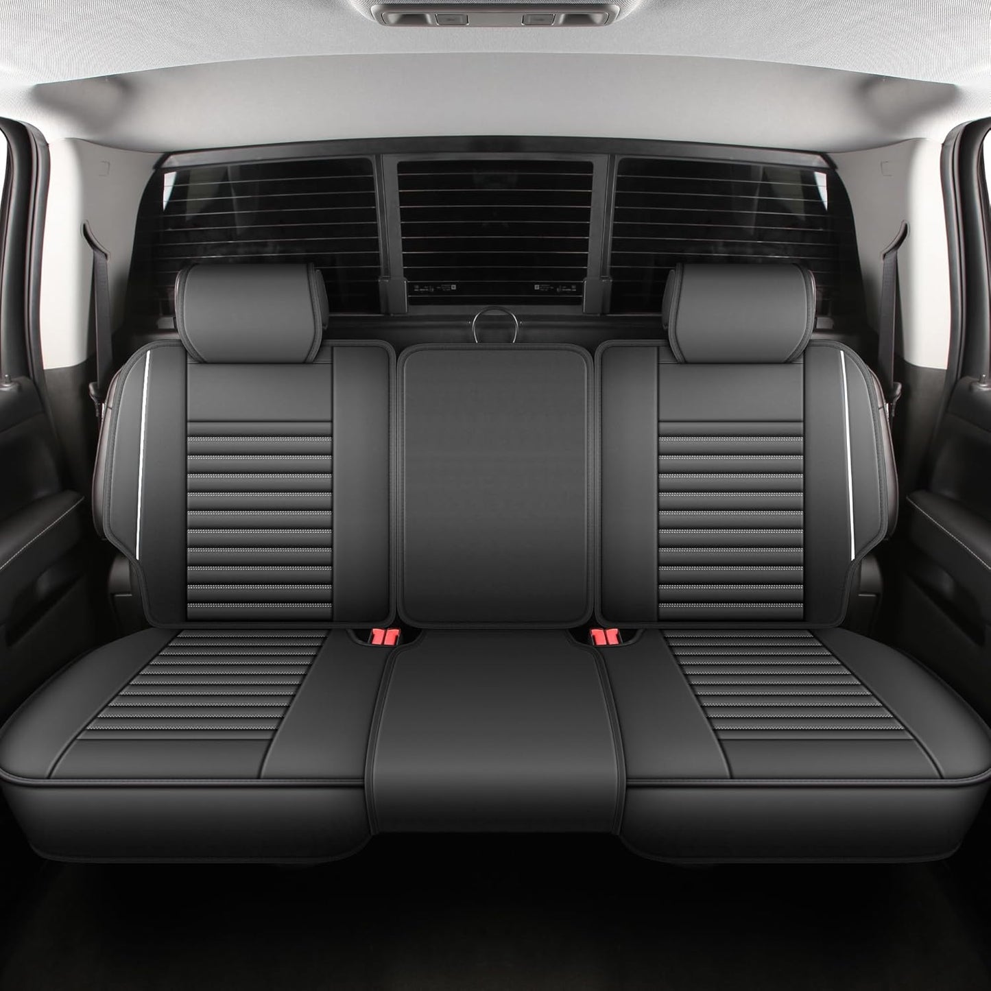 JOJOBAY Chevy Silverado Seat Covers,GMC Sierra Seat Covers,Custom Fit 2007-2024 1500 2500HD 3500HD Crew Double Extended Regular Cab,LT LZT RST Trail Boss(Front Pair,Black Red)
