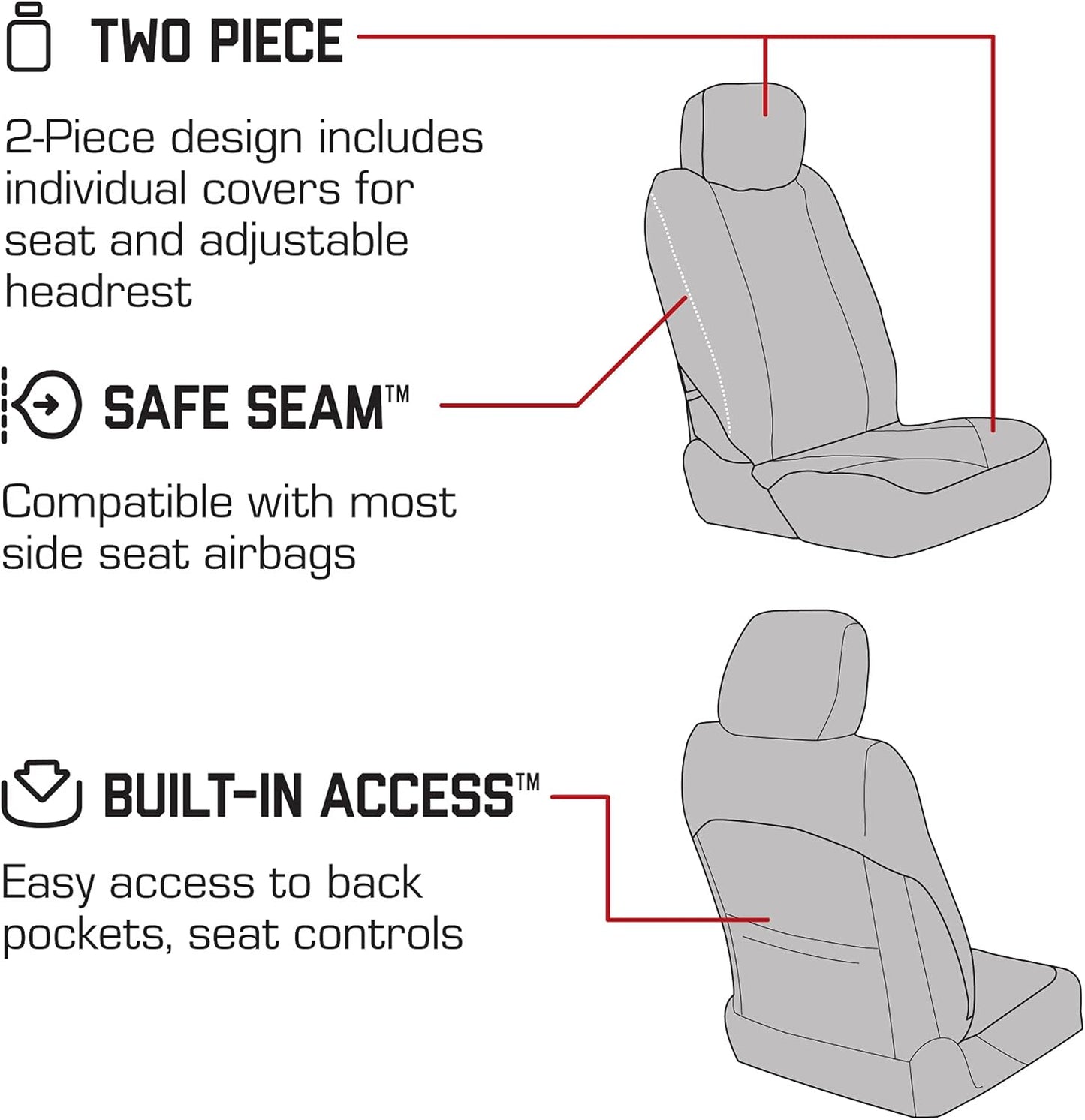 Chris Kyle Easy to Install Front and Bench Seat Covers for Car, Truck, and SUV, Dark Light, Low Back Seat Cover - Single