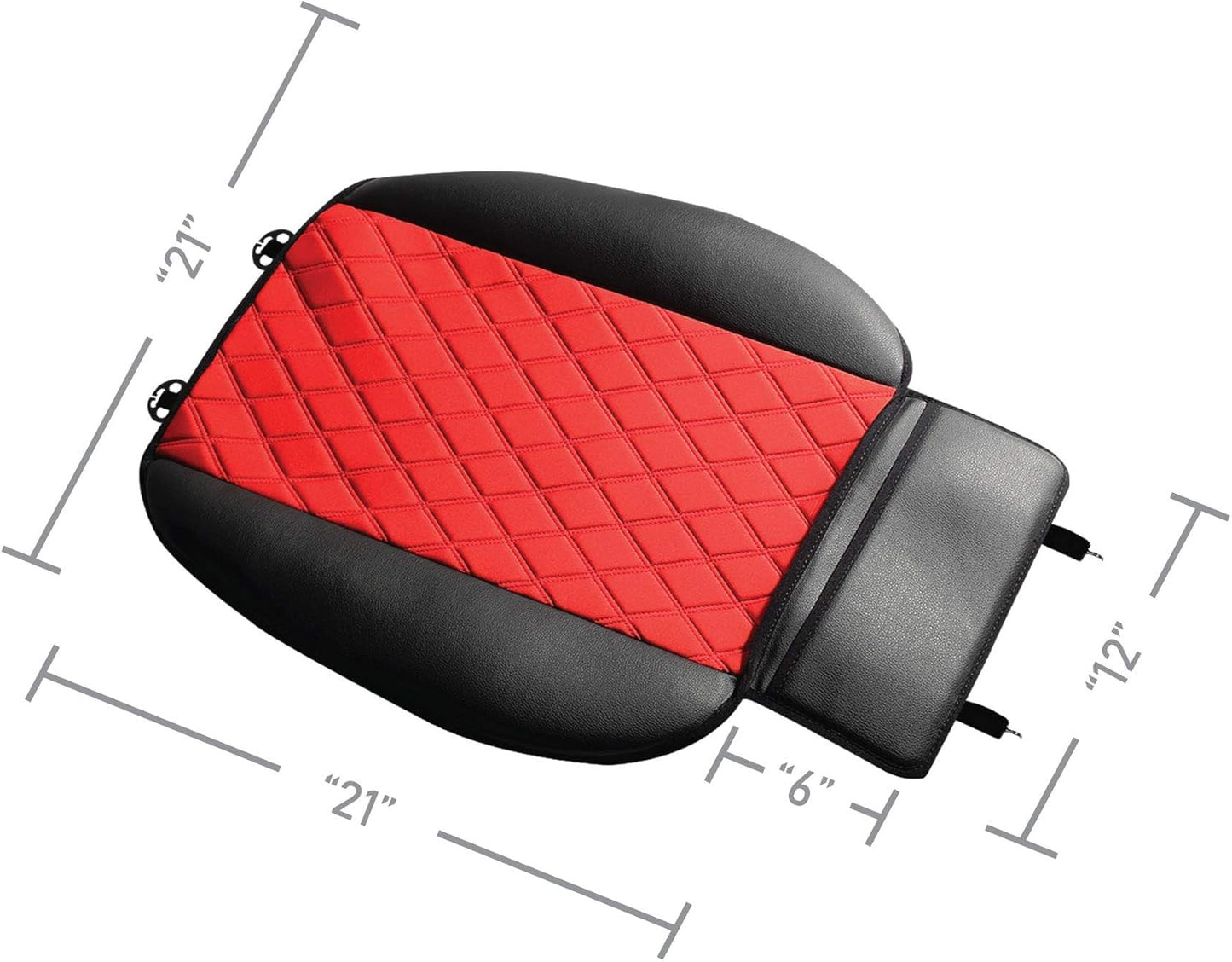 FH Group Car Seat Cushion Pads Front Set Faux Leather Neosupreme Automotive Seat Cover Cushion Pads - Universal Fit, Airbag Compatible Car Seat Cushion Pad with Front Pocket for SUV, Sedan, Van Red
