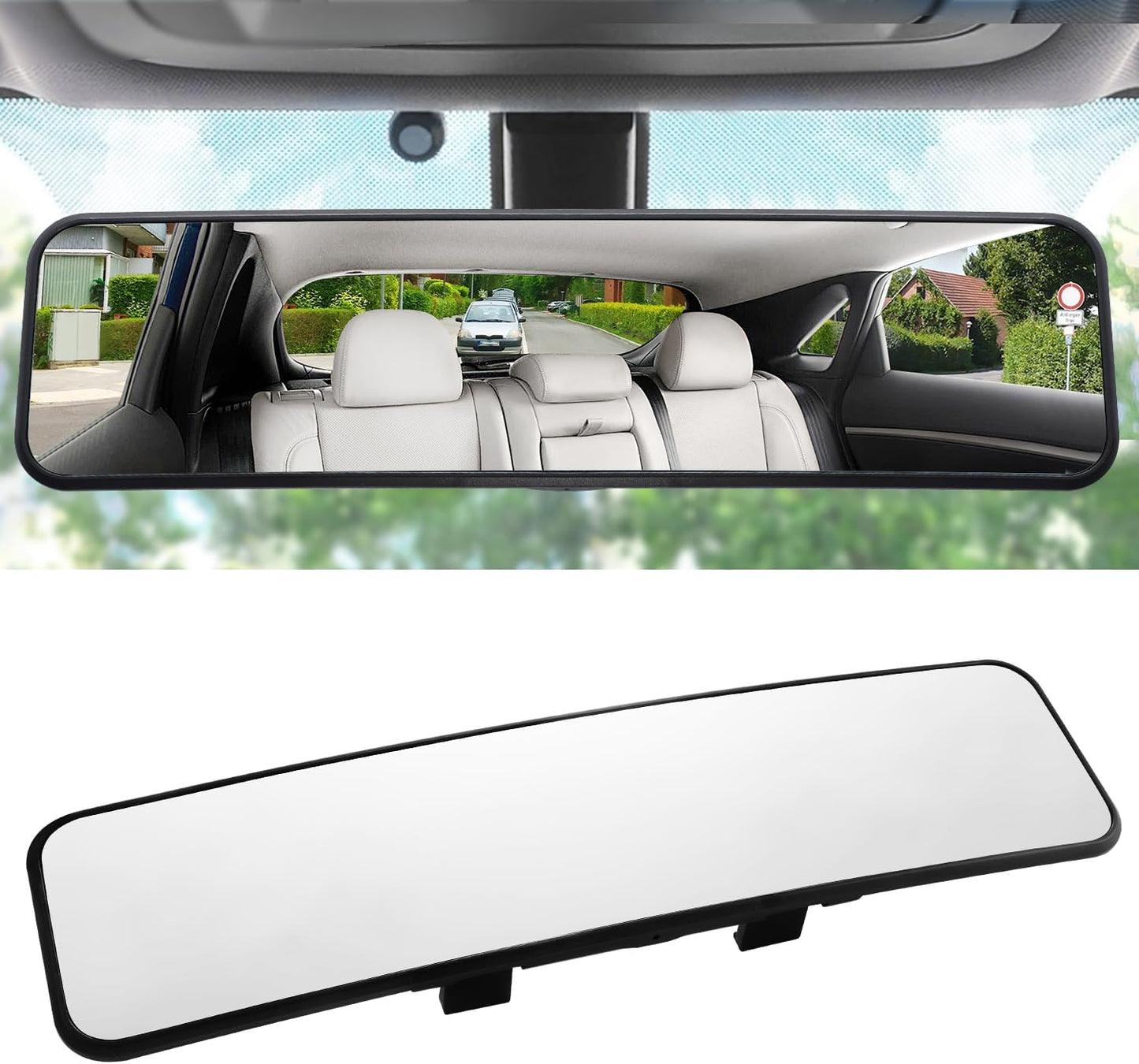 LivTee Anti Glare Rear View Mirror 12.4''(312mm), Wide Angle Panoramic Convex Curve Rearview Mirror Clip on Original Mirror to Eliminate Blind Spot and Antiglare for Cars SUV Trucks