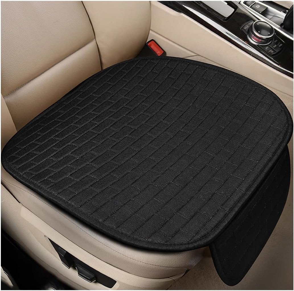 KVAEY Linen Back Car Seat Cover, Anti-Slip Long Bottom Rear Seat Cover Protector with Storage Pockets, Breathable Linen Rear Bench Seat Protector Cushion Pad for Most Vehicles (Beige)