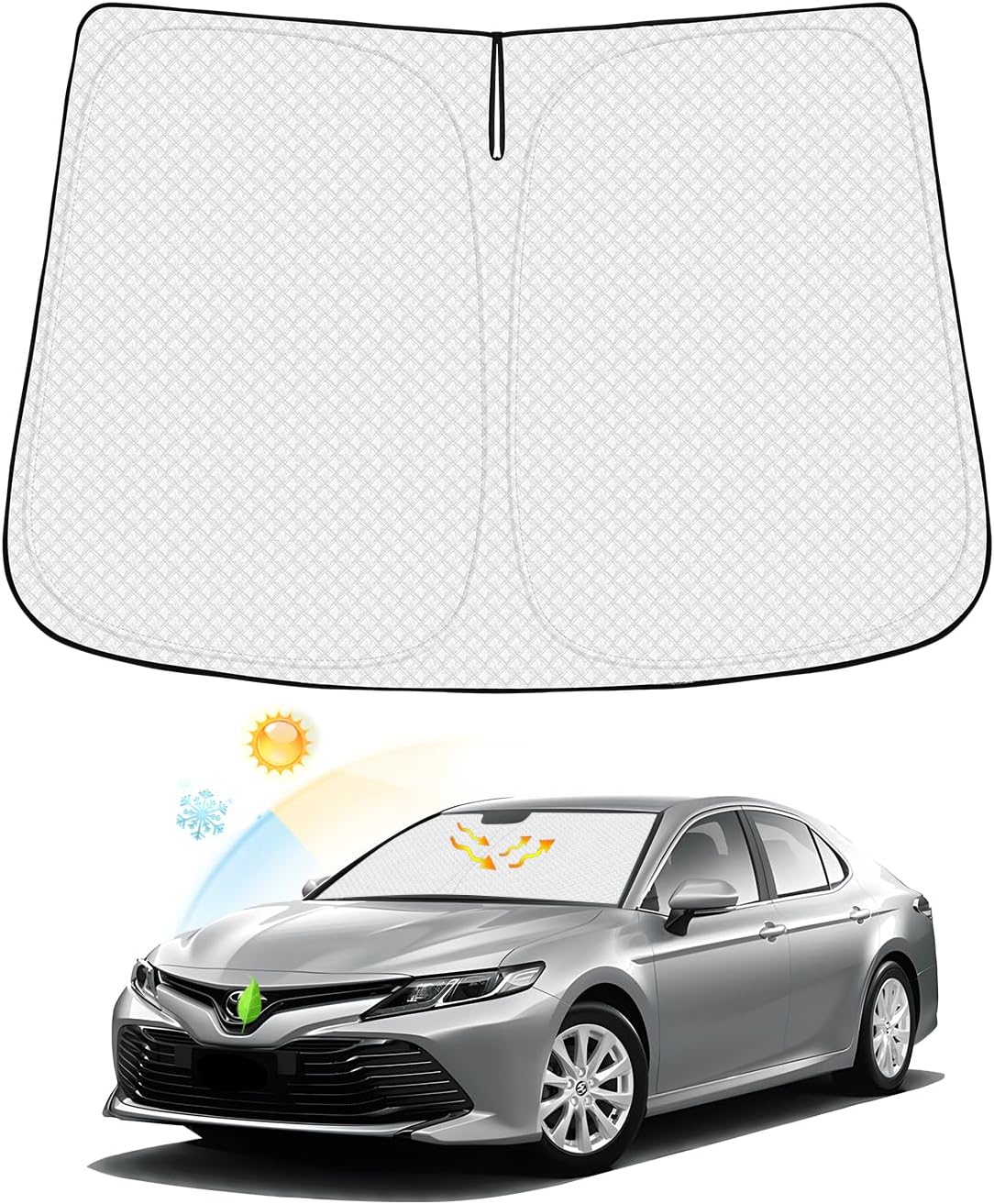 Canvcle Windshield Sun Shade for 2022-2024 2025 Kia Carnival Accessories Thicken 6-Layer Front Window Sunshade Cover Sun Visor Protector Foldable Block UV Rays Keep Vehicle Cool