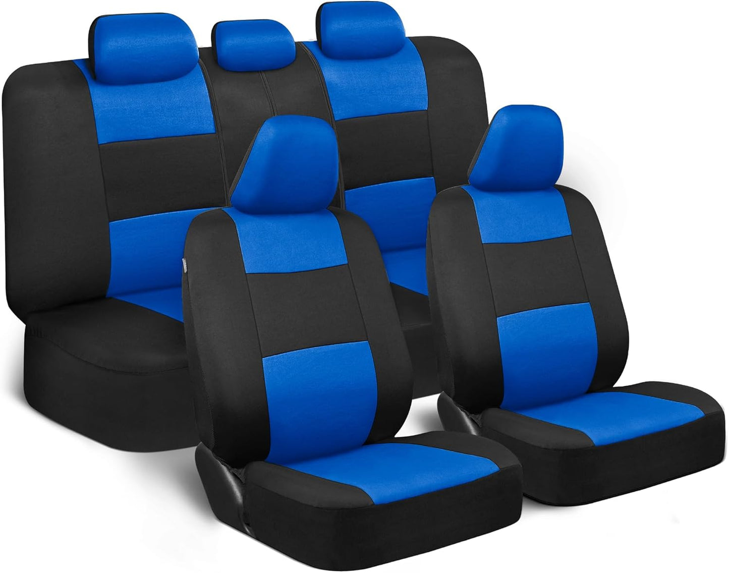BDK PolyPro Car Seat Covers Full Set in Charcoal on Black – Front and Rear Split Bench for Cars, Easy to Install Cover Set, Accessories Auto Trucks Van SUV