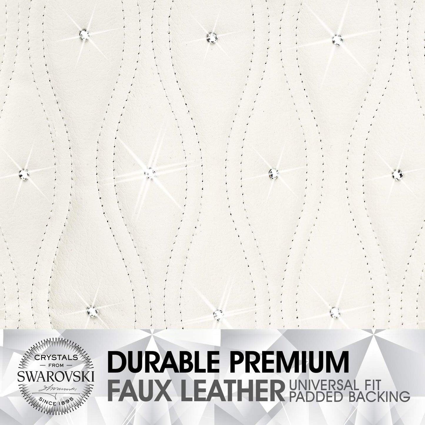 Pilot Automotive SWR-0112 Swarovski Wavy Stitch Seat Cover, White