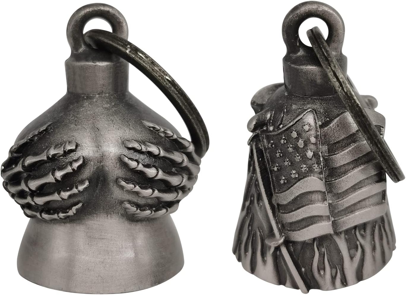 【2Pack】Motorcycle Bells for Biker Good Luck Guardian Riding Bells with Hanger Motorcycle Accessory or Keychain for Luck, Grim Reaper*2, Medium