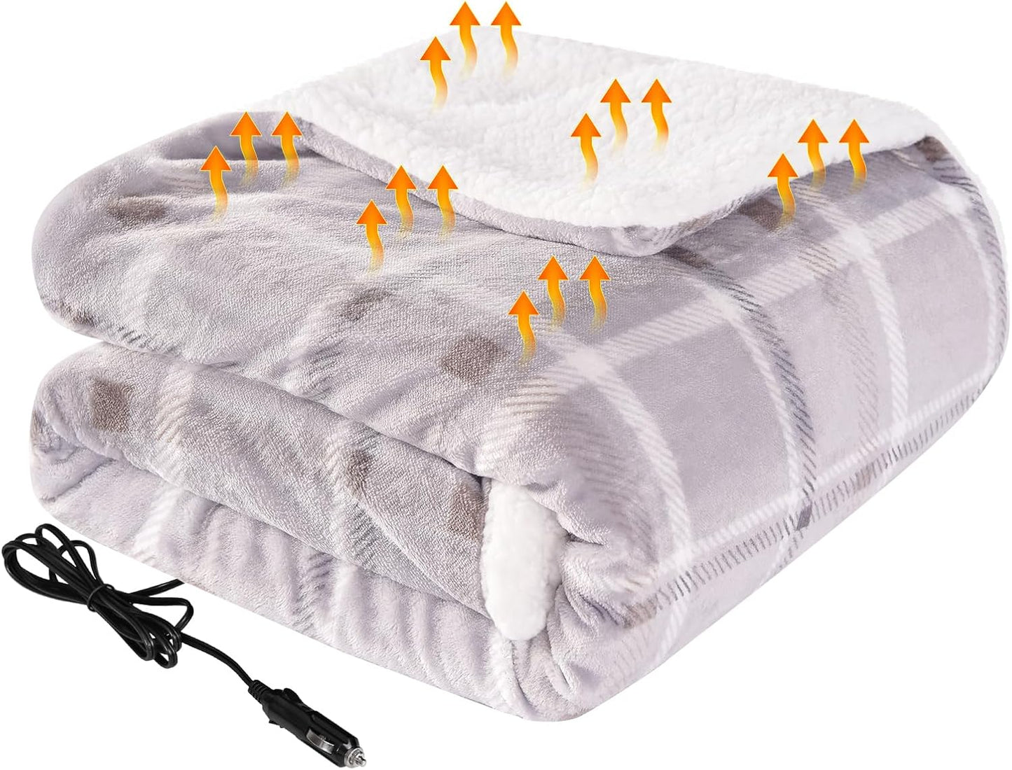 Westinghouse Heated Car Blanket with 3 Heating Levels, 4 Hours Auto Off, 12 Volt Electric Blanket for Car, Truck, SUV, RV, Portable Heated Throw for Camping, Machine Washable, 59" x 43? (Navy)