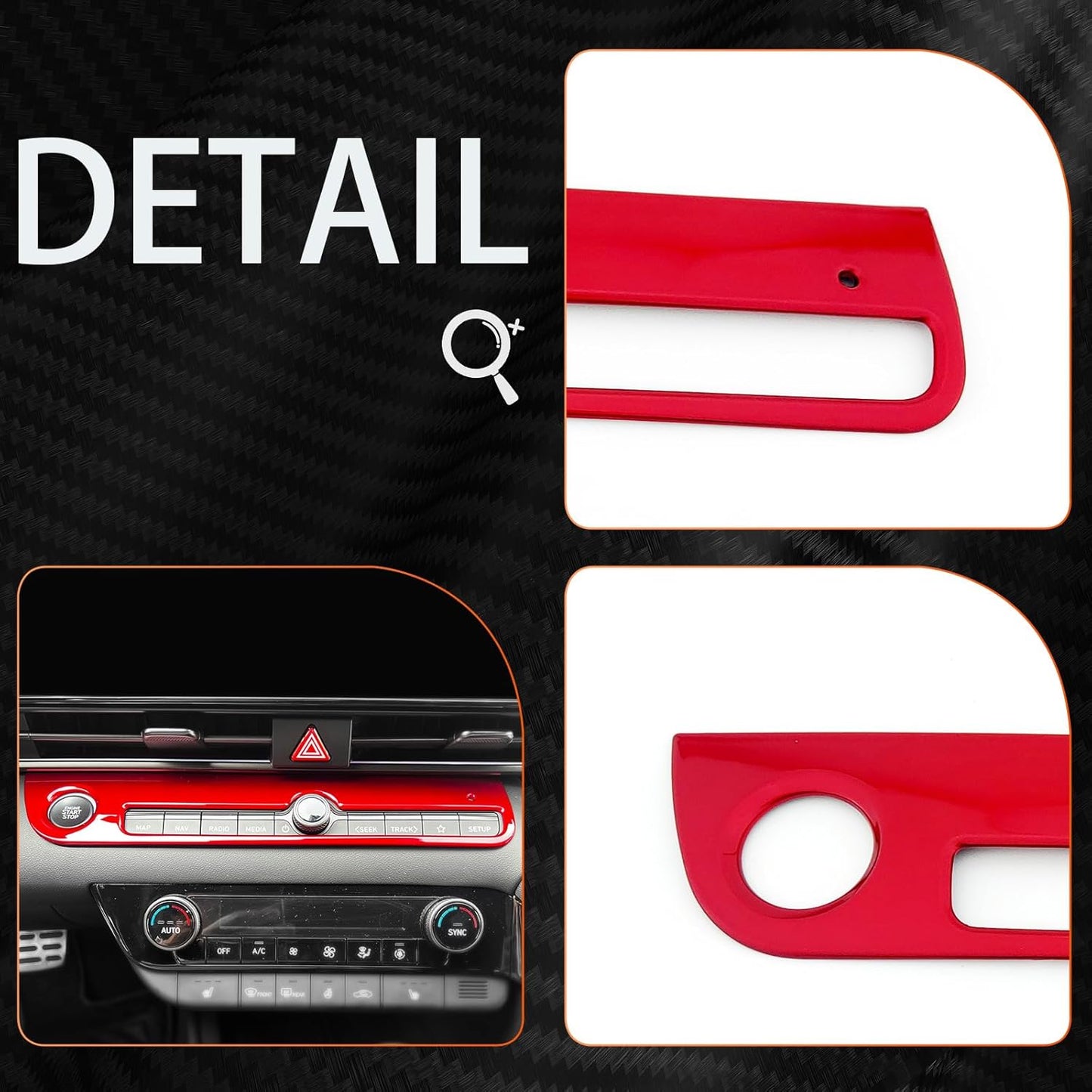 JUIVEEL Gossy Red Style One Piece Car Start Stop Button Cover Start Stop Engine Button Cover Accessories Compatible with Hyundai Elantra 2021-2025 Elantra N 2022-2025 Accessories