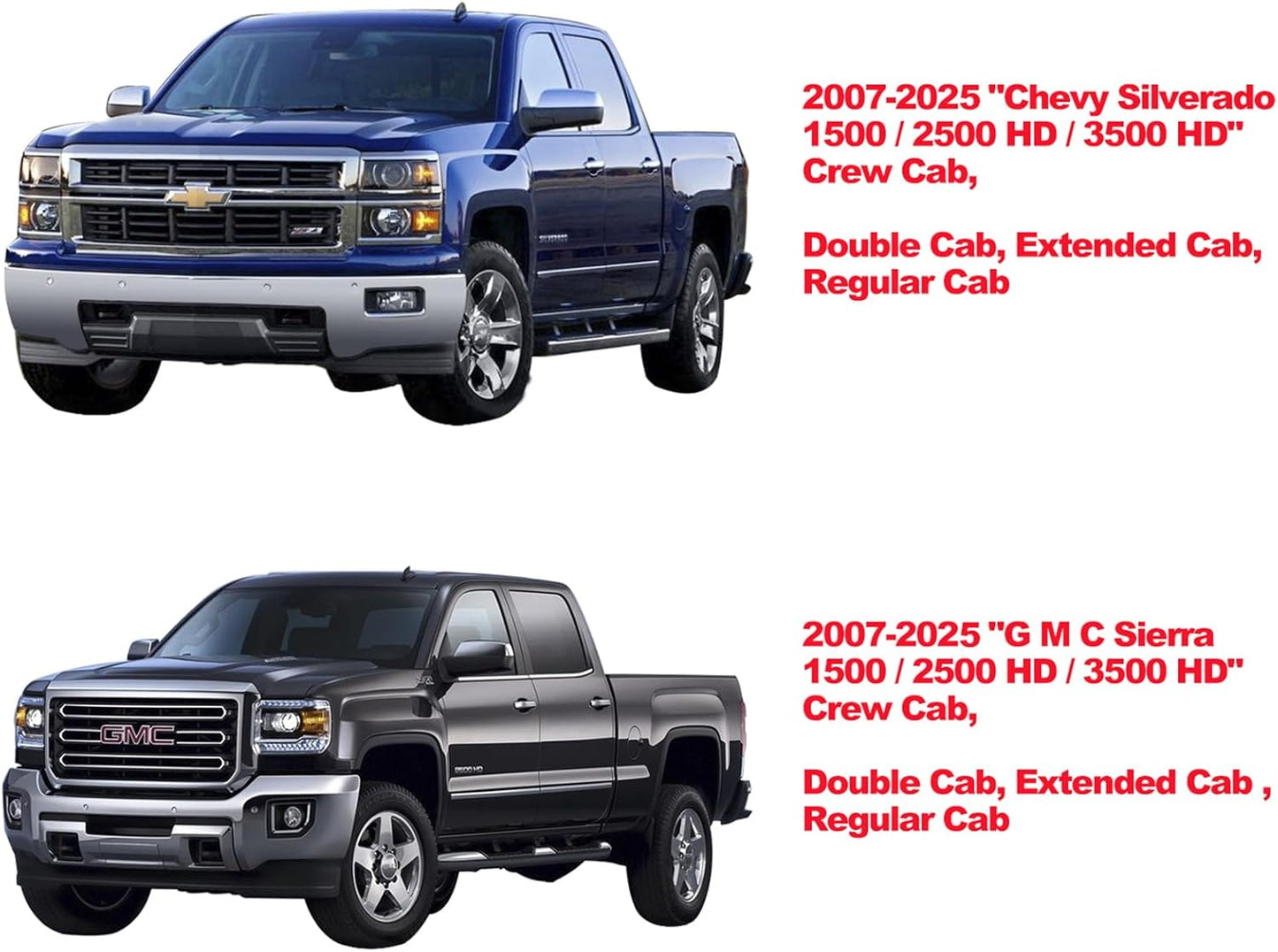 YIERTAI Chevy Silverado GMC Sierra Seat Covers Custom Fit 2007-2025 1500 2500 3500 HD Pickup Truck Crew Double Cab Waterproof Leather Front Car Cushions(2 PCS Front, Black-White)