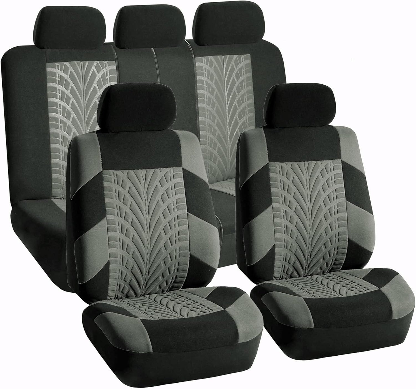 FH Group Car Seat Covers Full Set Premium Cloth - Universal Fit, Automotive, Low Back Front Washable Seat Covers, Airbag Compatible, Split Bench Rear Seat for SUV, Sedan Beige