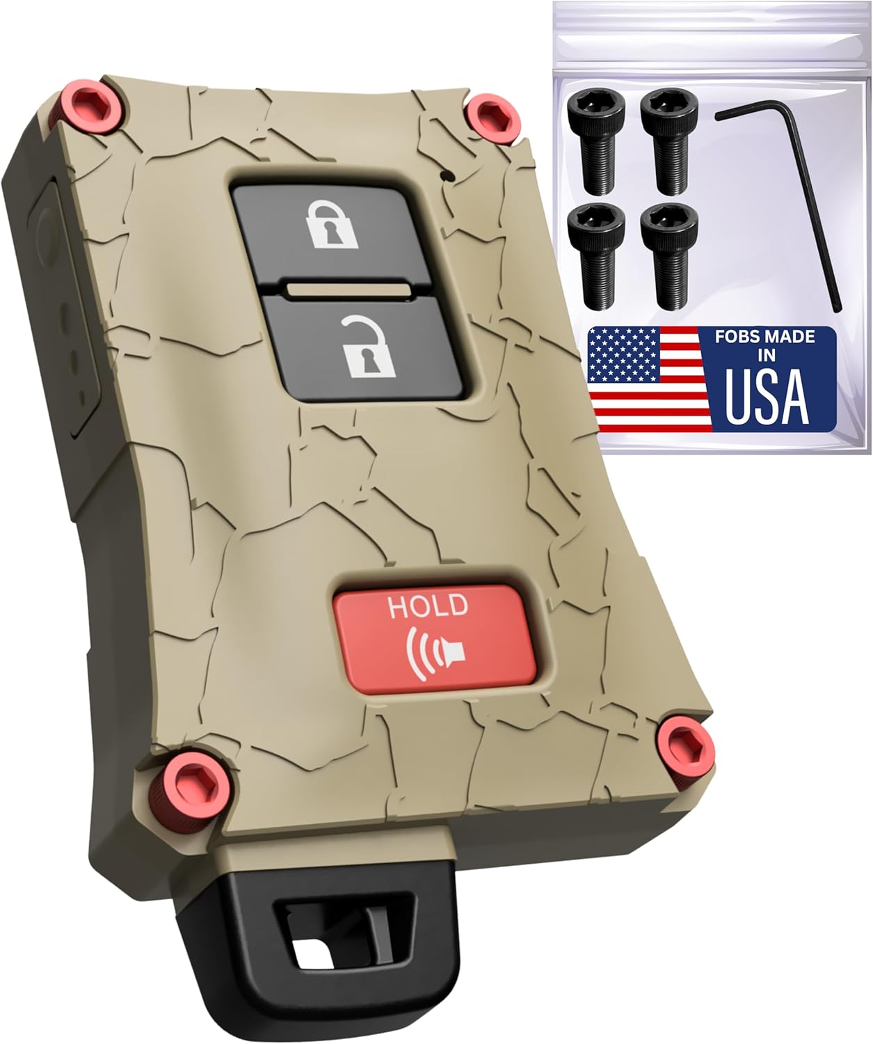 Heavy-Duty Key Fob Cover - for Toyota Tacoma 16-23 3rd Gen, Tundra & 4Runner 20-21 3rd Gen Accessories -Rugged Key Protector - Shockproof & Scratch-Resistant - Secure Fit (Red, Black Screws)