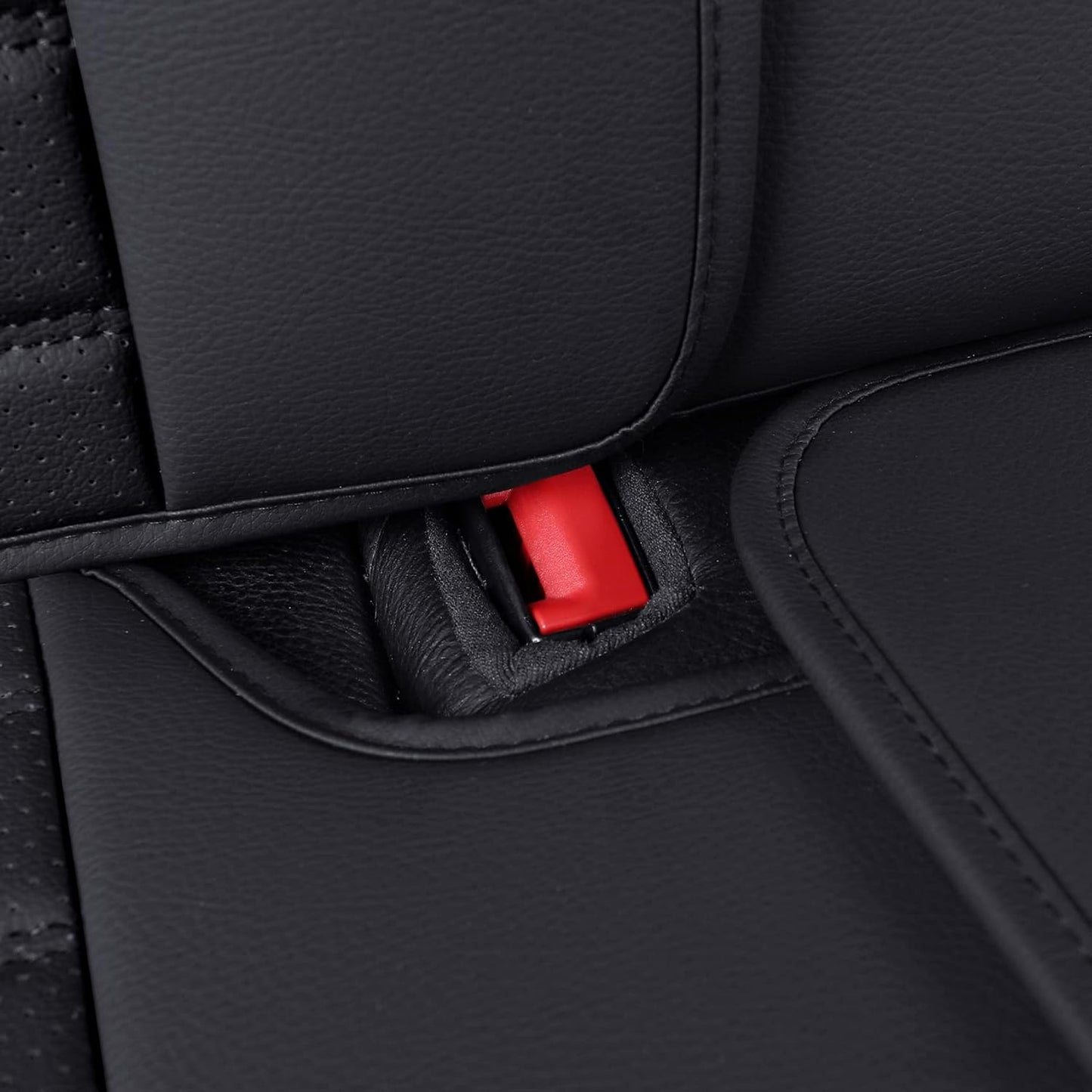 OMOKA AUTO Rear Car Seat Covers with Waterproof Leather,Vehicle Cushion Cover for Cars SUV Sedan Pick-up Truck Universal Fit Set for Most Cars (Black, Rear Seat)