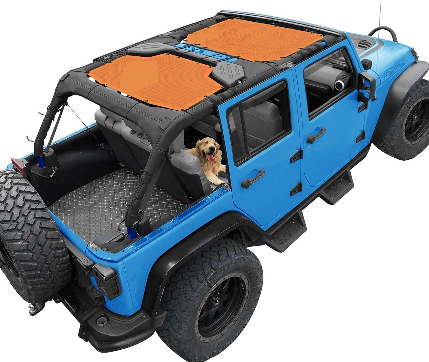 Coverspec JT Top Sun Shade Roof Compatible with Jeep Gladiator JT (2018-2023) 4 Door Jeep Sunshade Top Sunroof Bikini Cover- Blocks UV, Wind, Noise - Black Mesh for Full Length
